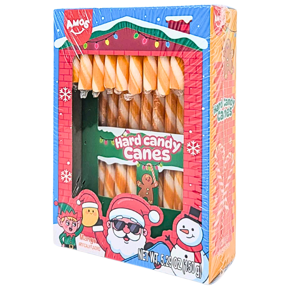Amos Peelerz Hard Candy Canes Mango 150g - 12 Pack
