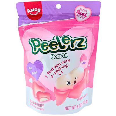 Amos Peelerz Hearts Gummy 6oz - 12 Pack
