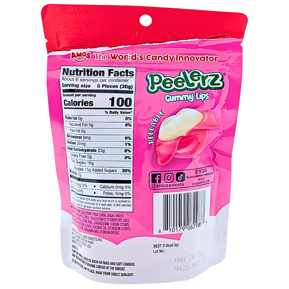 Amos Peelerz Lips Gummy 6oz - 12 Pack