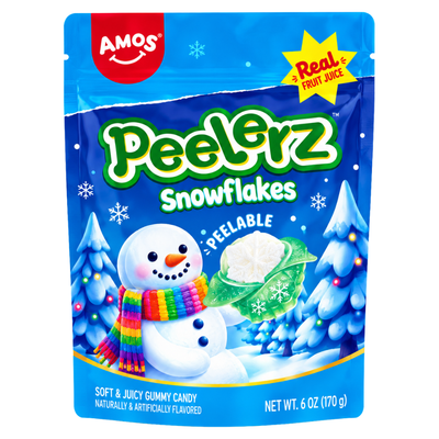 Amos Peelerz Snowflakes Holiday Gummy 6oz - 12 Pack