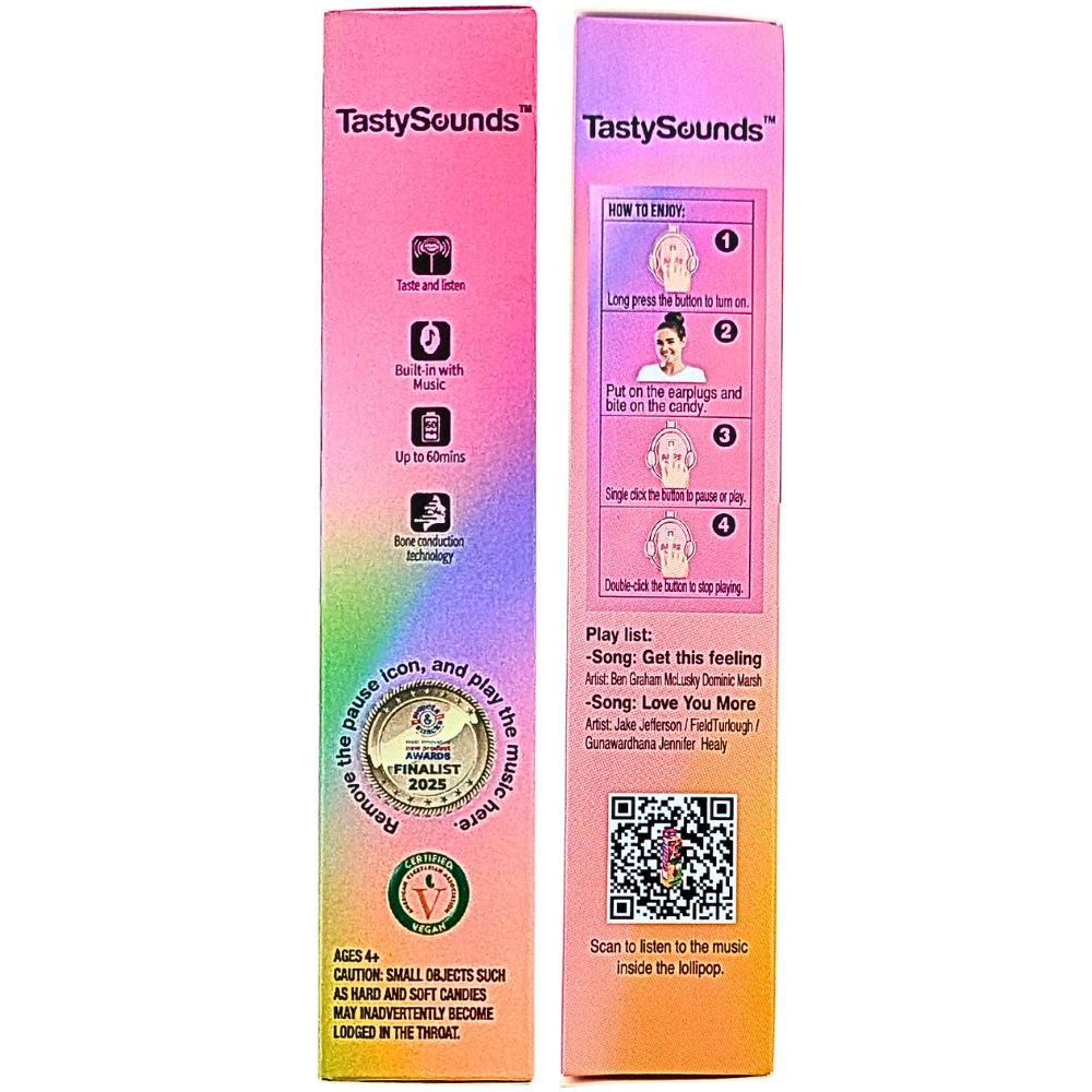 Amos TastySounds Audio Lollipop - Cherry 0.42oz - 12 Pack