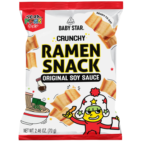 Baby Star Crunchy Ramen Snack Original Soy Sauce Wide 70g - 6 Pack