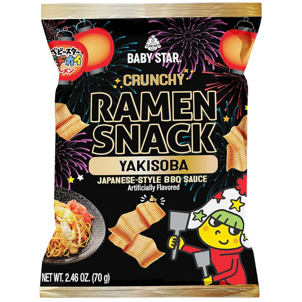 Baby Star Crunchy Ramen Snack Yakisoba Wide 70g - 6 Pack