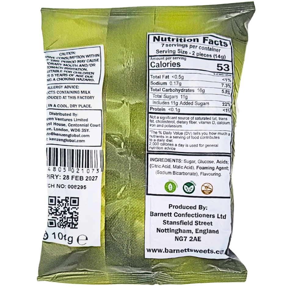 Barnetts Mega Sour Lemon 104g (UK) - 12 Pack