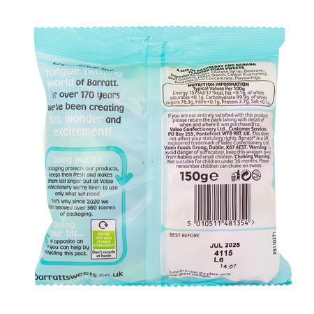 Barratt Shrimps & Bananas (UK) 150g - 12 Pack   Nutrition Facts Ingredients