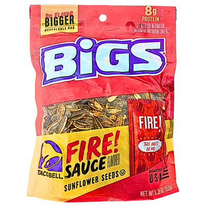 Bigs Taco Bell Fire Sauce Sunflower Seeds 5.35oz - 12 Pack