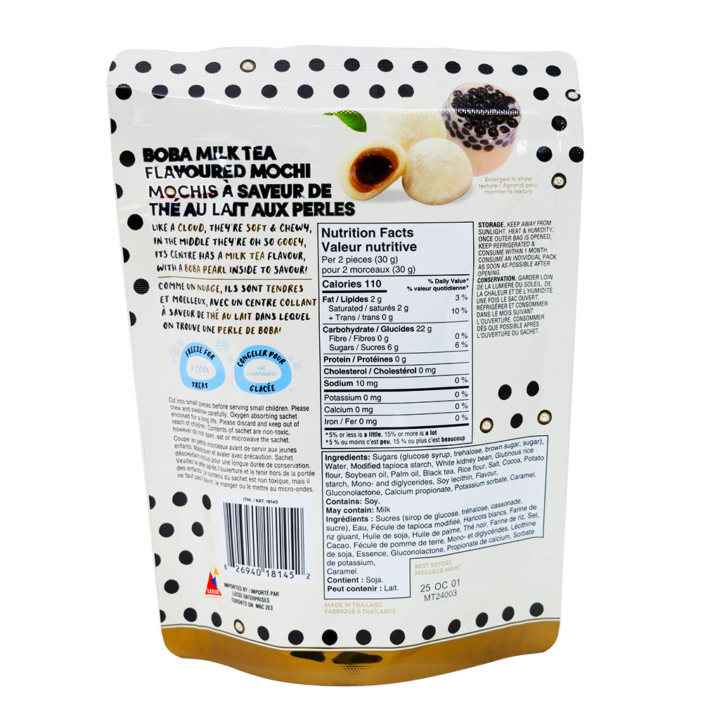 Boba Milk Tea Flavoured Mochi 178g - 12 Pack  Nutrition Facts Ingredients
