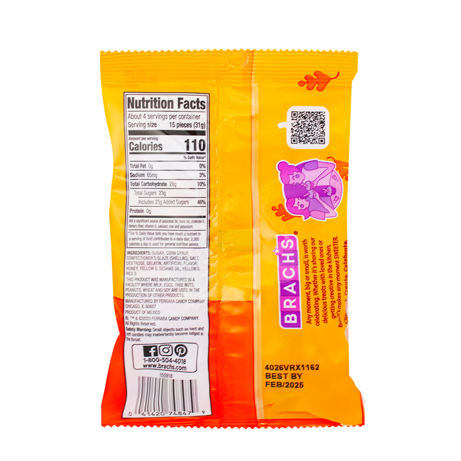 Brach's Candy Corn Peg Bag 4.2oz - 18 Pack  Nutrition Facts Ingredients