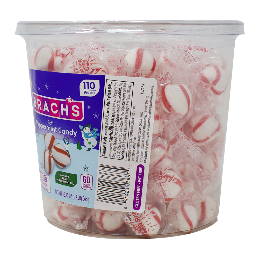 Brach's Soft Peppermint Candy 110CT - 1 TubBrach's Soft Peppermint Candy 110CT - 1 Tub Nutrition Facts Ingredients