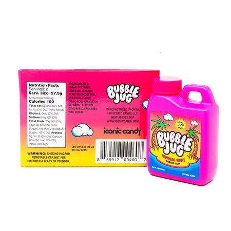 Bubble Jug Tropical Fruit Gum 1.94oz - 12 Pack  Nutrition Facts Ingredients