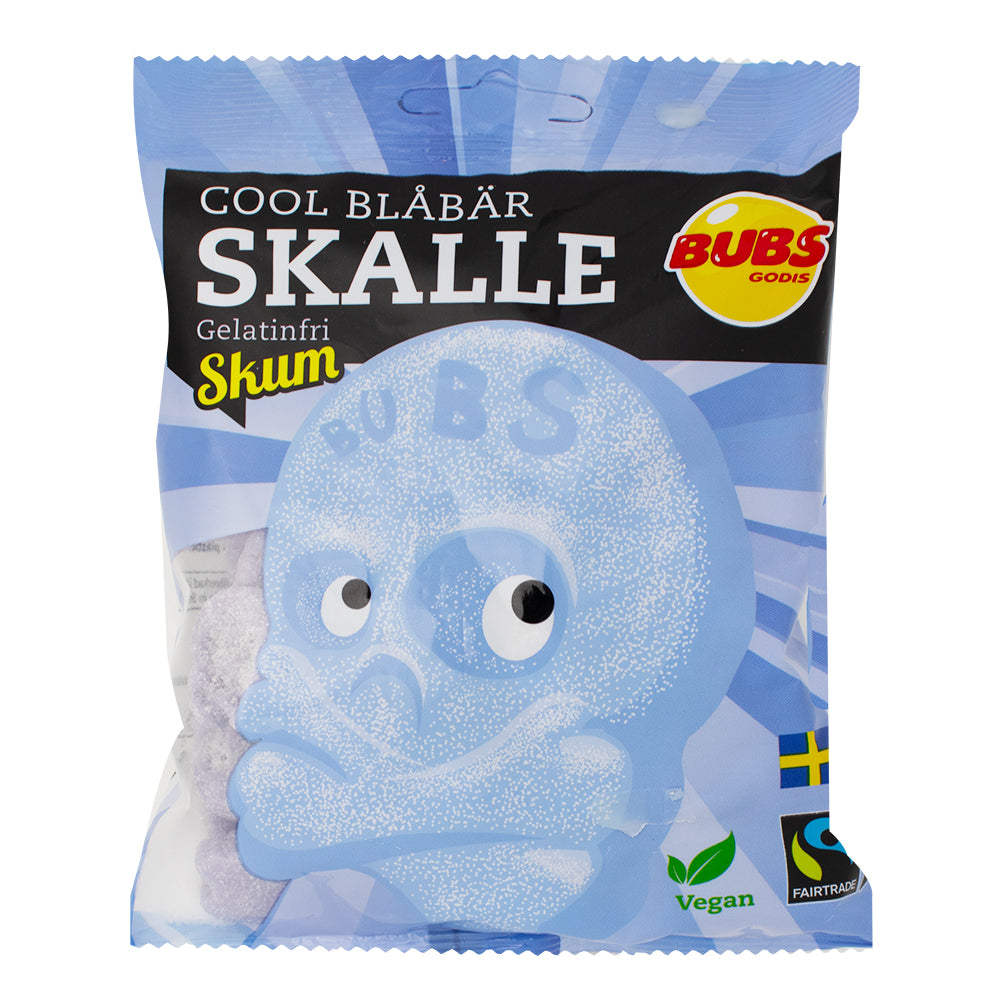 Bubs Cool Blueberry Sour Skulls - 90g - (Sweden) 12 Pack