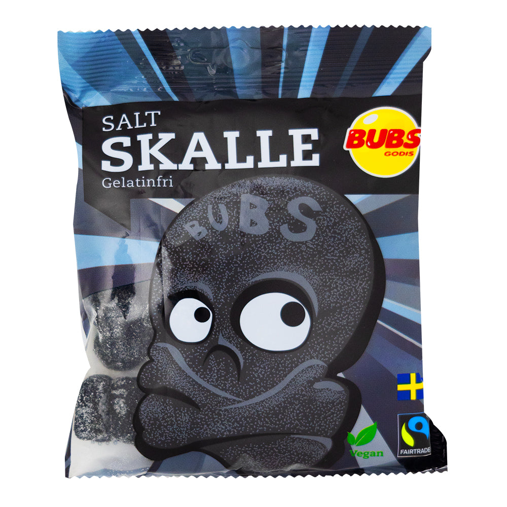 Bubs Salty Licorice Skulls (Sweden) - 90g - 16 Pack