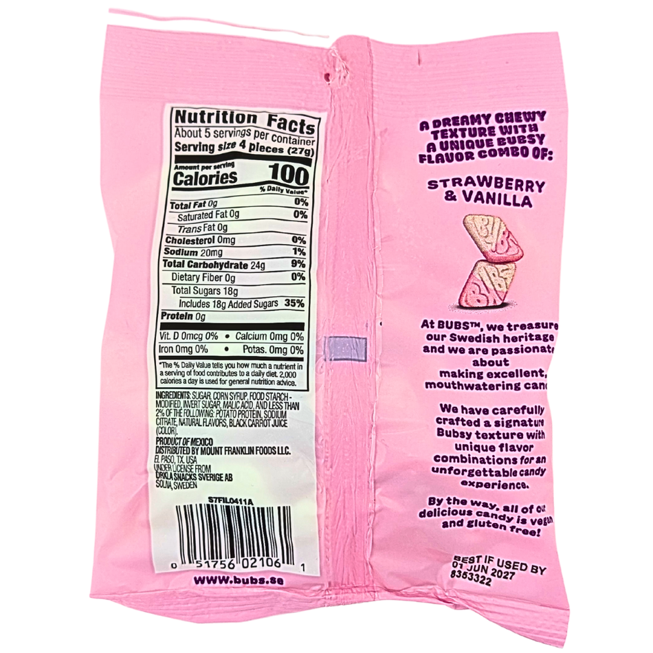 Bubs Sour Diamond Strawberry & Vanilla 5.5oz - 8 Pack