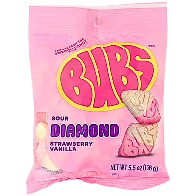 Bubs Sour Diamond Strawberry & Vanilla Candy 5.5oz - 8 Pack