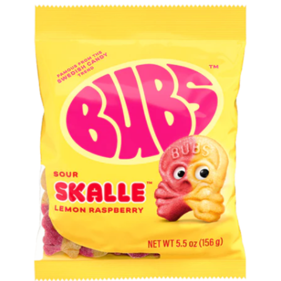 Bubs Sour Skull Lemon Raspberry 5.5oz - 8 Pack