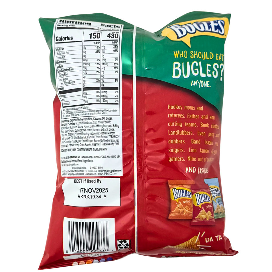 Bugles Tabasco Hot & Cheesy 3oz - 6 Pack