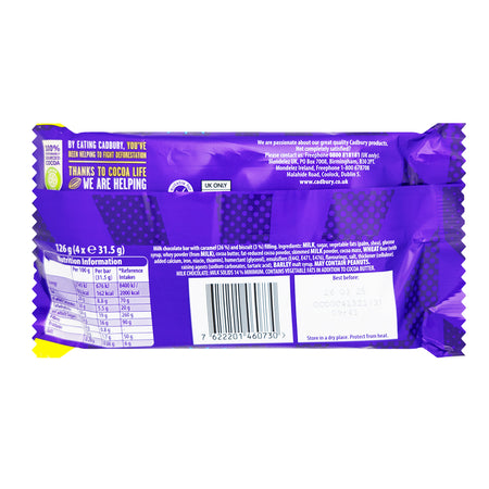 Cadbury Boost 4pk (UK) - 126g - 9 Pack   Nutrition Facts Ingredients