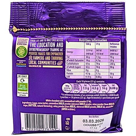 Cadbury Caramilk Buttons 85g (UK) - 10 Pack