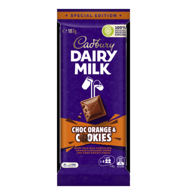 Cadbury Dairy Milk Orange Cookie (Australia) 167g  - 16 Pack