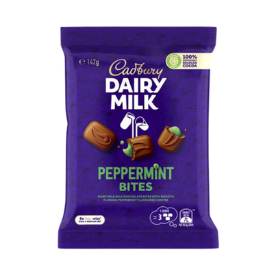 Cadbury Chocolate Peppermint Bites (Australia) 142g  - 12 Pack