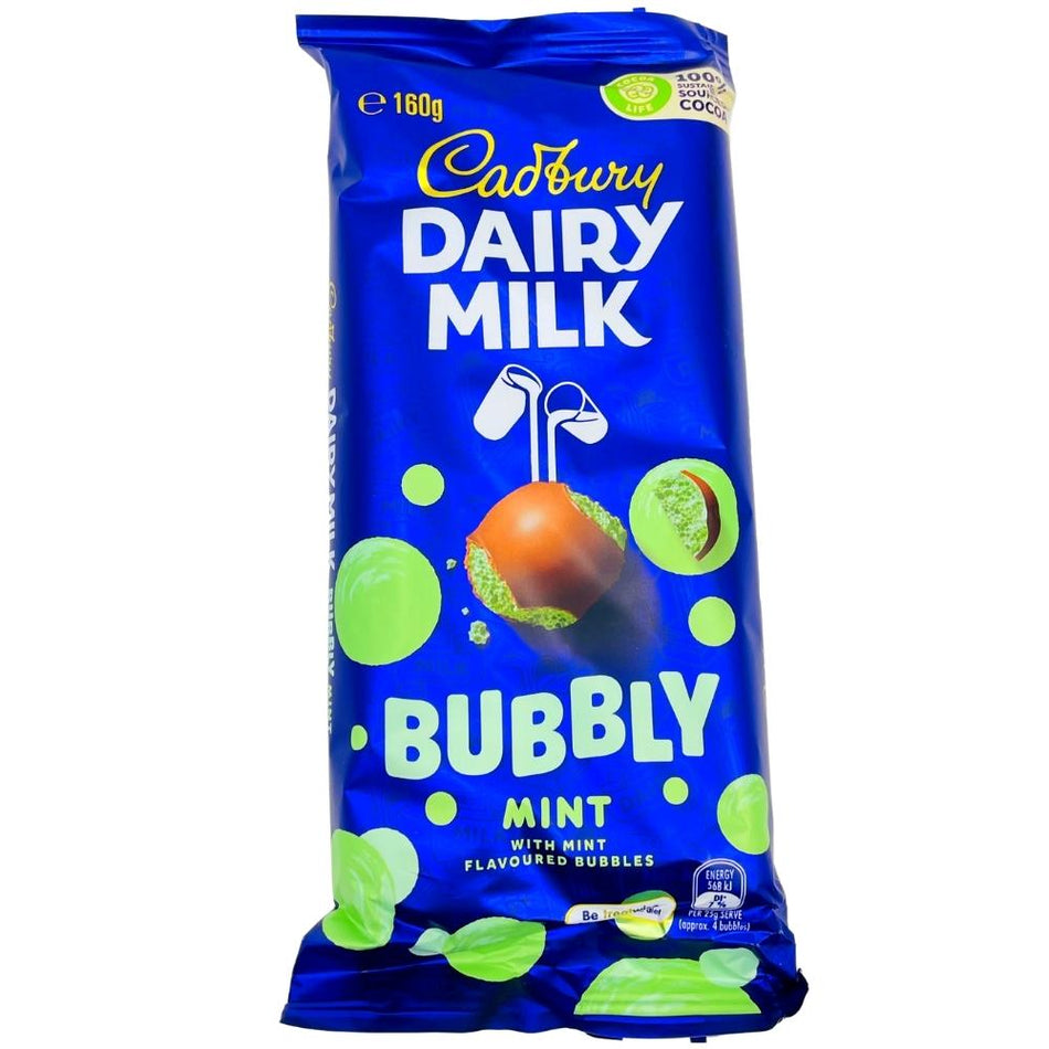 Cadbury Dairy Milk Bubbly Mint Block 160g (Aus) - 11 Bars