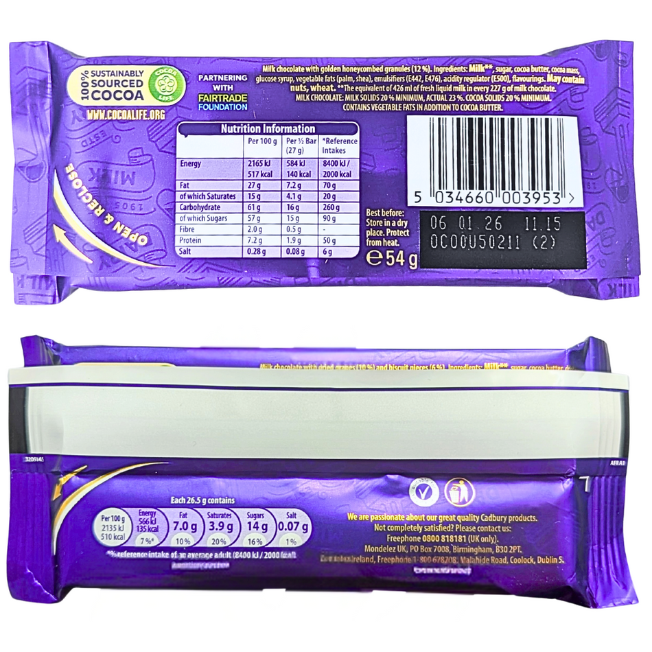 Cadbury Dairy Milk Golden Crisp 54g (Ireland) - 48 Pack