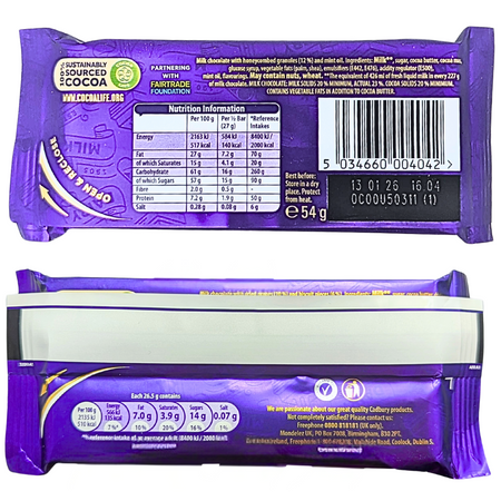 Cadbury Dairy Milk Mint Crisp 54g (Ireland) - 48 Pack