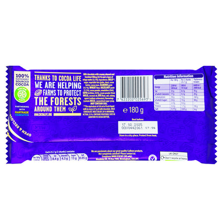 Cadbury Dairy Milk & More Nutty Praline Crisp - 180g - 15 Pack   Nutrition Facts Ingredients