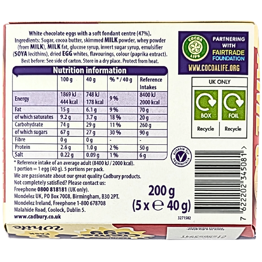 Cadbury Easter Creme Egg White 5PK 200g (UK) - 1 Pack
