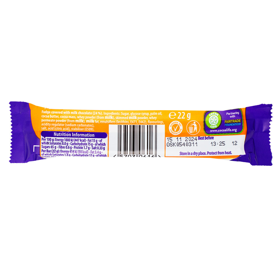 Cadbury Fudge Bar (UK) - 60 Pack  Nutrition Facts Ingredients