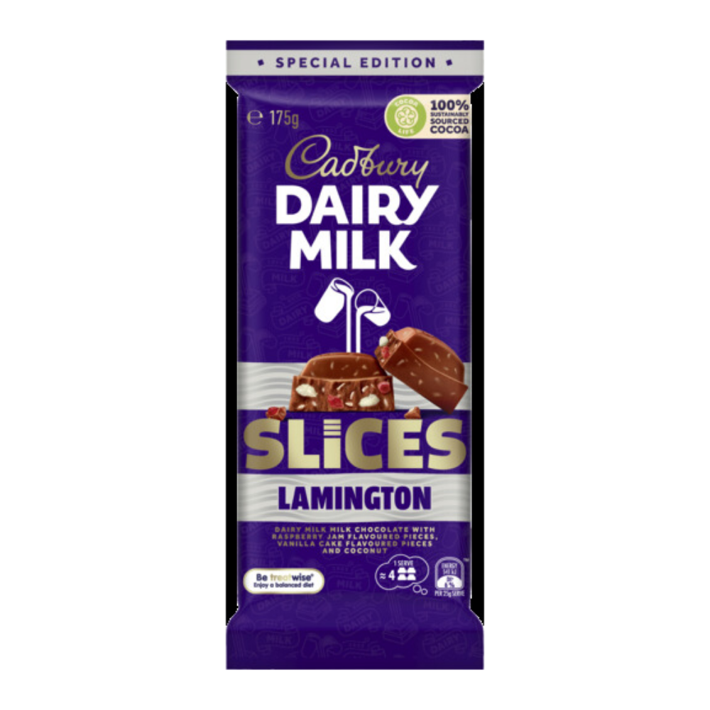 Cadbury Dairy Milk Lamington Slices (Australia) 175g  - 16 Pack