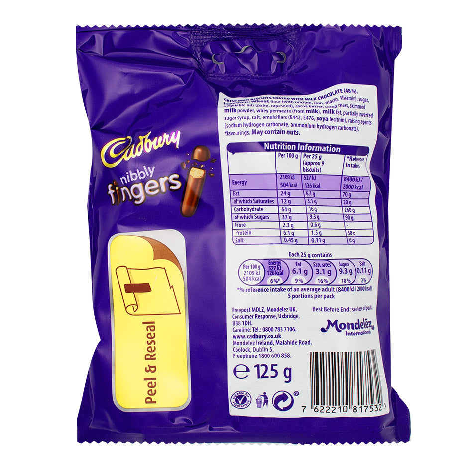 Cadbury Nibbly Fingers (UK) 125g - 8 Pack   Nutrition Facts Ingredients