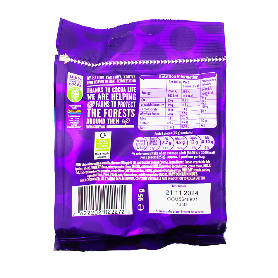 Cadbury Oreo Bites UK 95g - 10 Pack  Nutrition Facts Ingredients