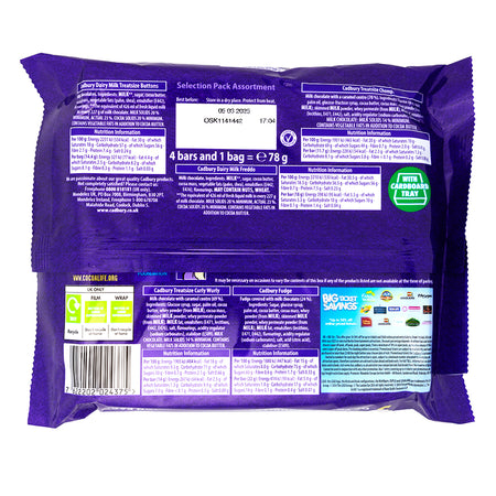 Cadbury Small Christmas Selection Pack 78g - 26 Pack  Nutrition Facts Ingredients
