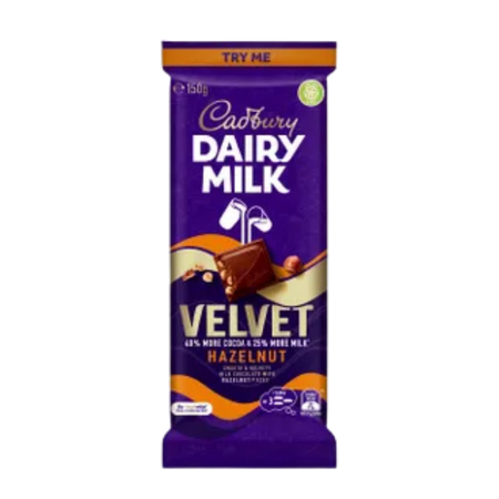 Cadbury Dairy Milk Velvet Hazelnut (Australia) 150g - 19 Pack