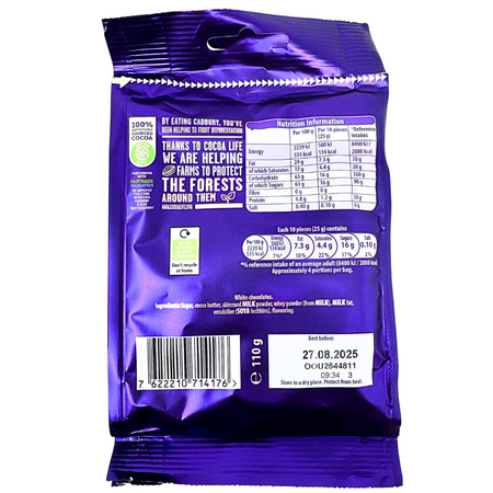 Cadbury Dairy Milk Giant Buttons White Chocolate 110g (UK) - 10 Pack
