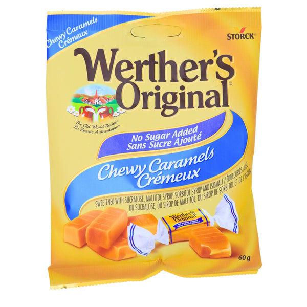 Werther's Original No Sugar Added Chewy Caramels 60g - 12 Pack