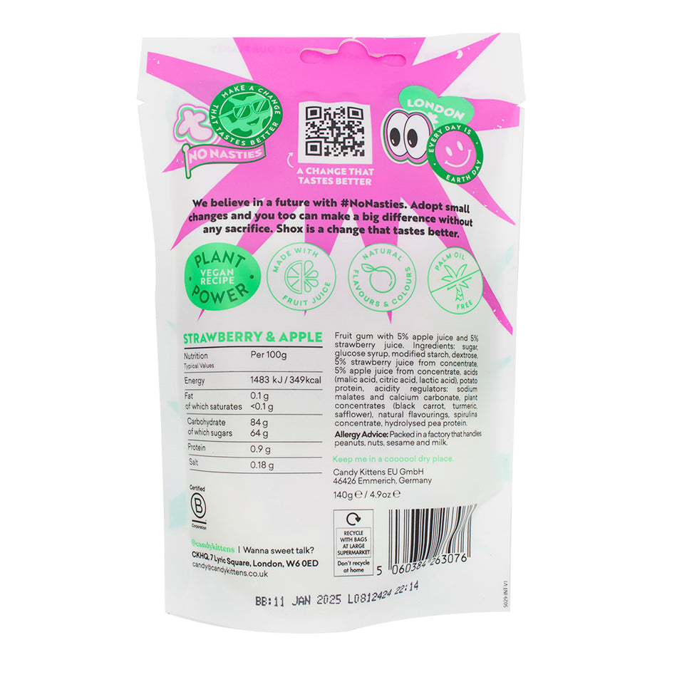 Candy Kittens Shox Gourmet Sours (UK) 140g - 10 Pack   Nutrition Facts Ingredients