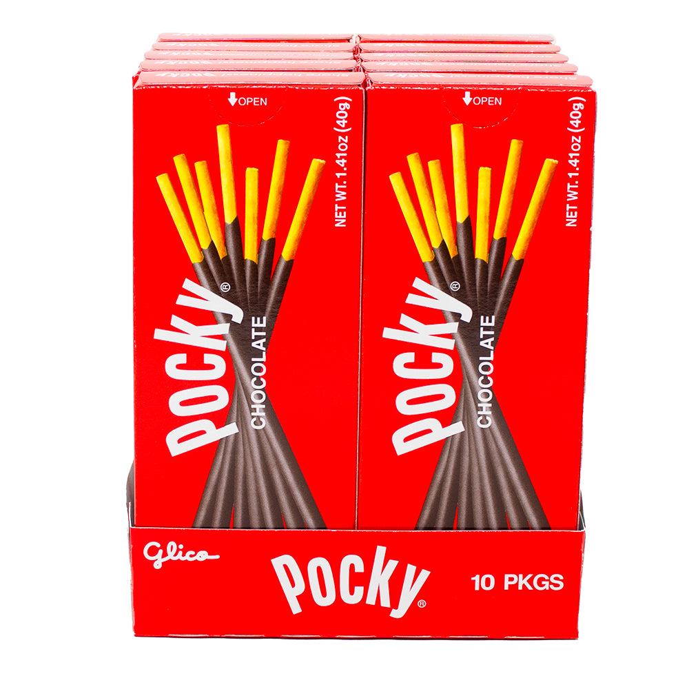 pocky‼️ Glico Pocky Cream Coated Biscuit Sticks Chocolate 1.41oz - 10 Pack