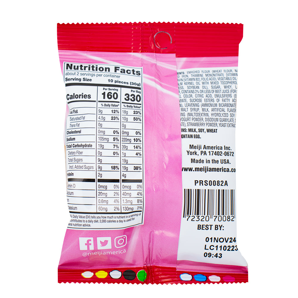 Hello Panda Strawberry Filled Cookies 2.2oz - 10 Pack  Nutrition Facts Ingredients