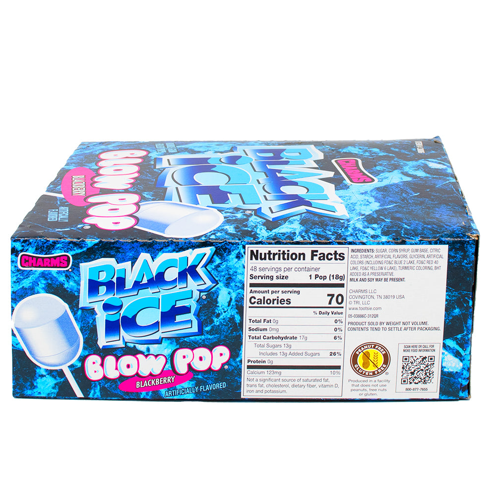 Charms Blow Pop Black Ice - 48 Lollipops  Nutrition Facts Ingredients