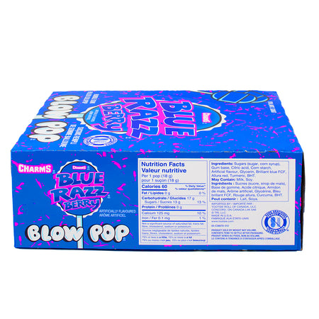 Charms Blow Pop Blue Razzberry - 48 Lollipops  Nutrition Facts Ingredients