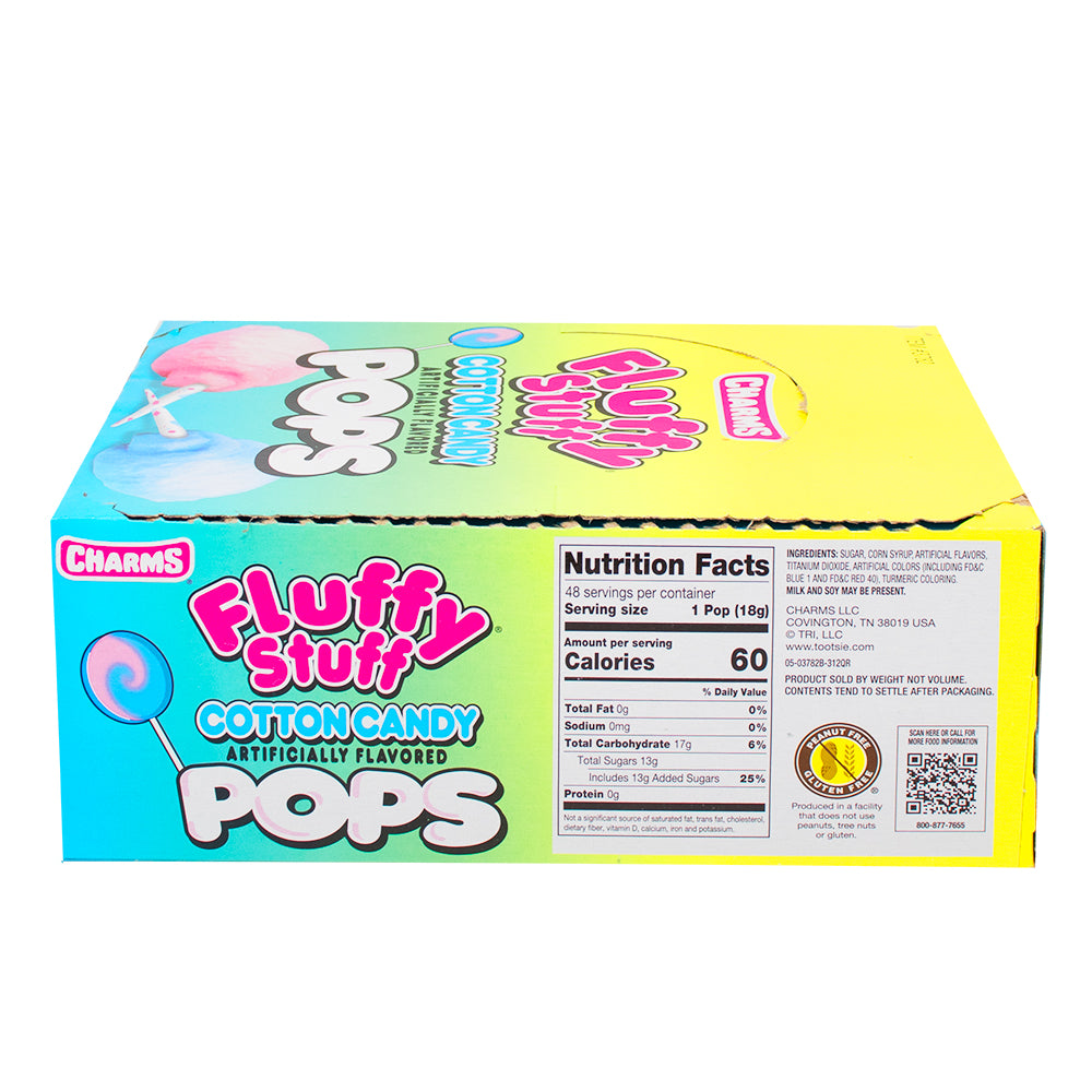 Charms Fluffy Stuff Cotton Candy Pops - 48 Lollipops  Nutrition Facts Ingredients