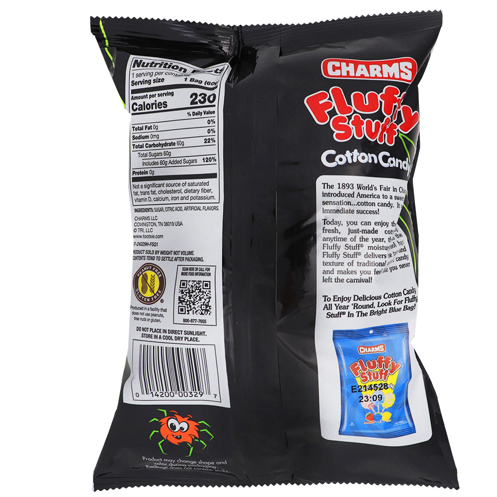 Fluffy Stuff Spider Web Cotton Candy 2.1 oz - 24 Pack  Nutrition Facts Ingredients