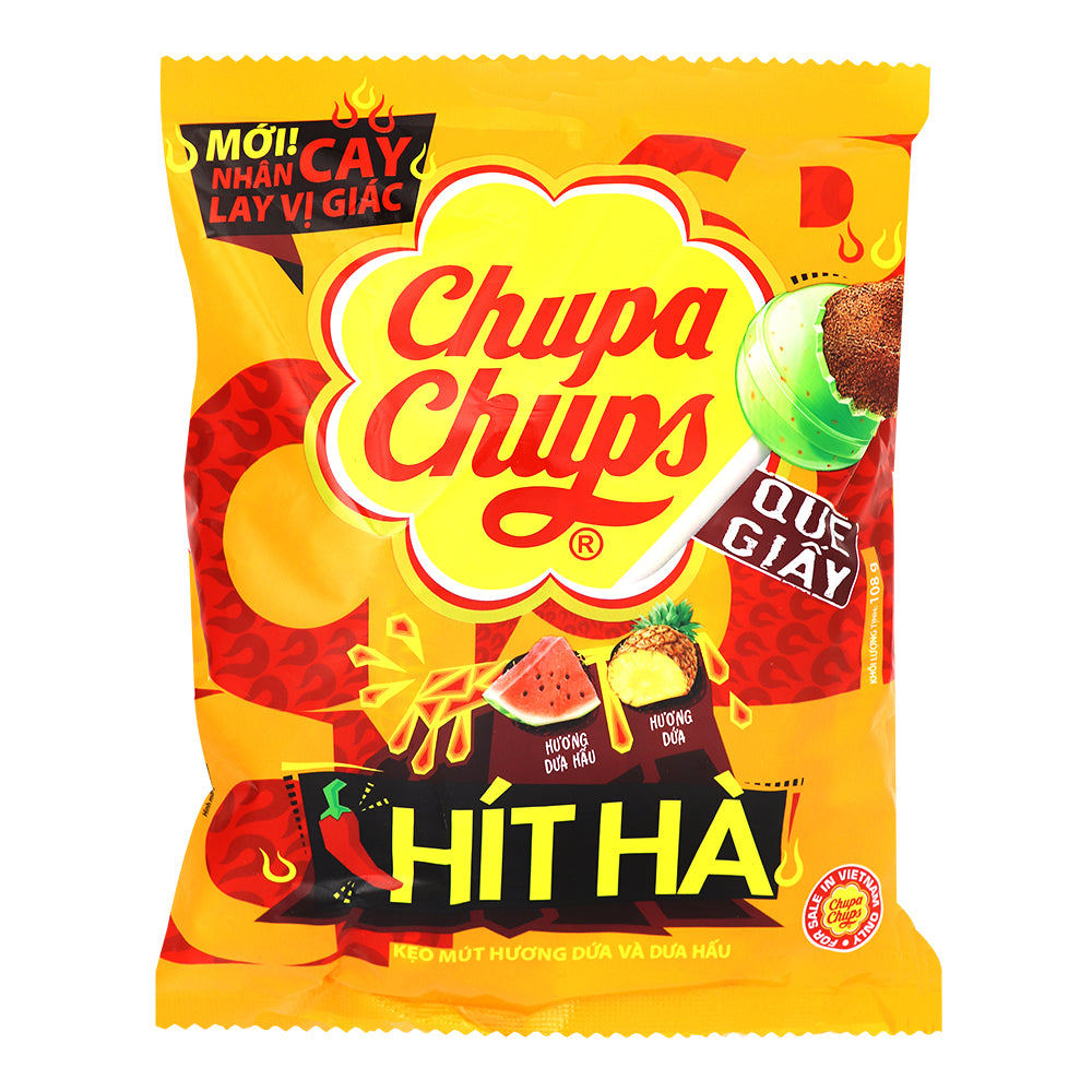 Chupa Chups Hit Ha Spicy Pineapple & Watermelon Lollipops (Vietnam) 108g -10 Pack