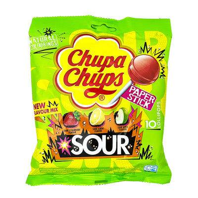 Chupa Chups Sour Lollies 10ct 120g - 12 Pack