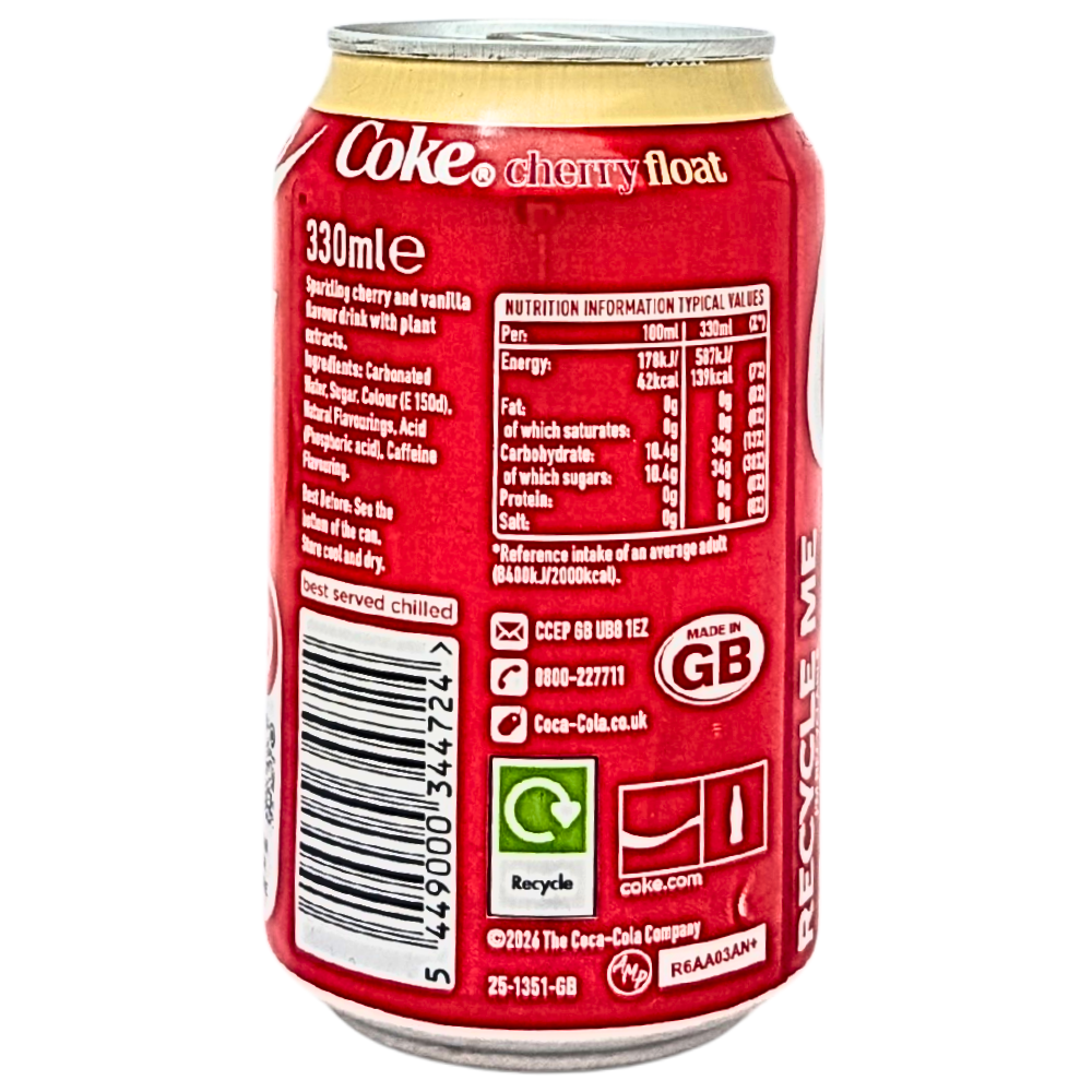 Coca-Cola Cherry Float 330mL (UK) - 24 Can