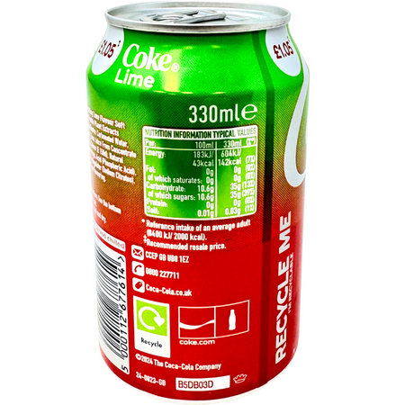Coca Cola Lime 330mL (UK) - 24 Pack