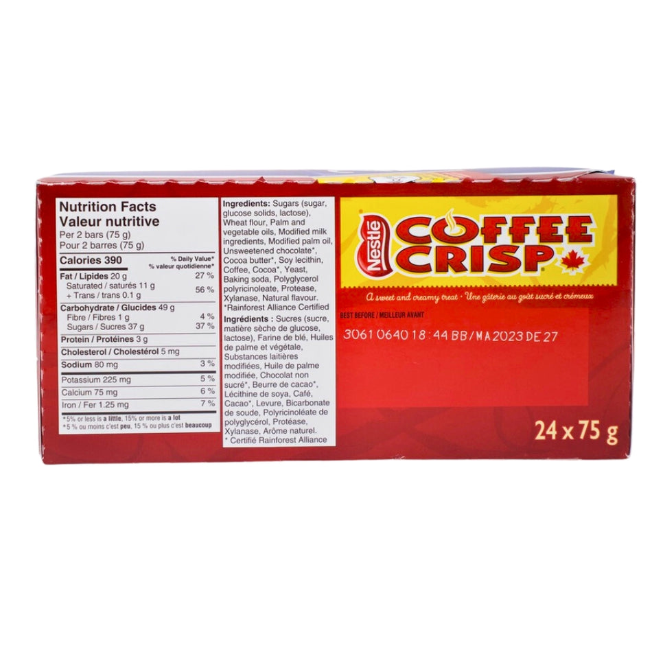 Coffee Crisp Double Double King Size 75g - 24 Pack  Nutrition Facts Ingredients