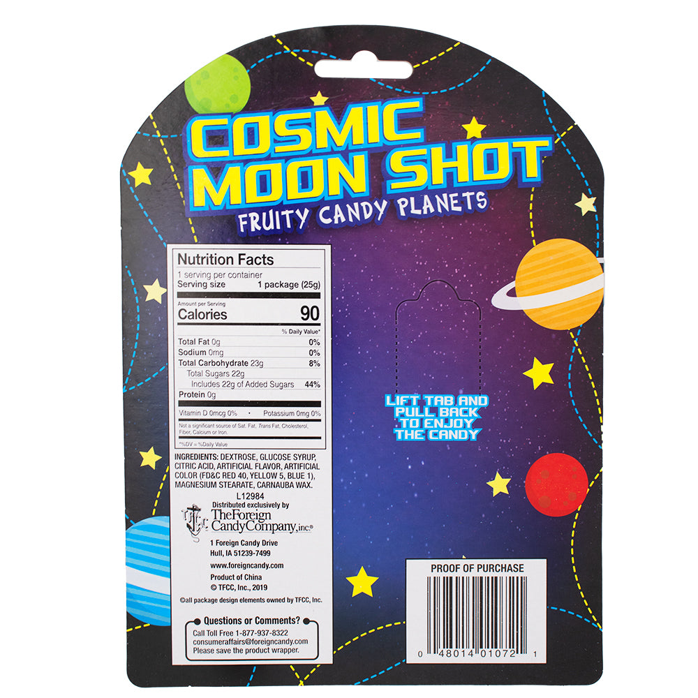 Moon Shot Fruity Candy Planets 0.88oz - 12 Pack   Nutrition Facts Ingredients